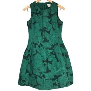 Eva Mendes New York Company Green Floral Jacquard Fit Flare Sleeveless Dress 2‎
